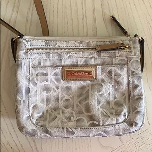 Calvin Klein crossbody white with leather trim new